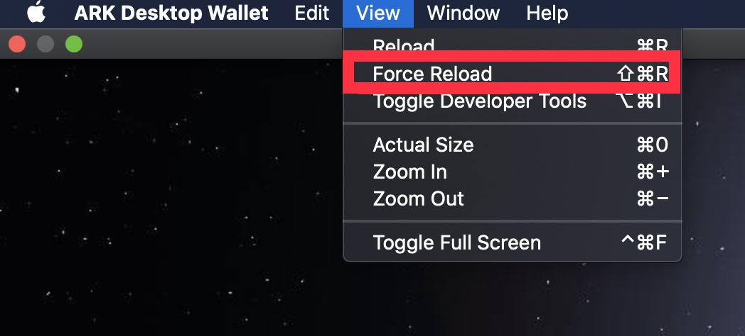 Select “Force Reload” from the “View” drop-down menu.